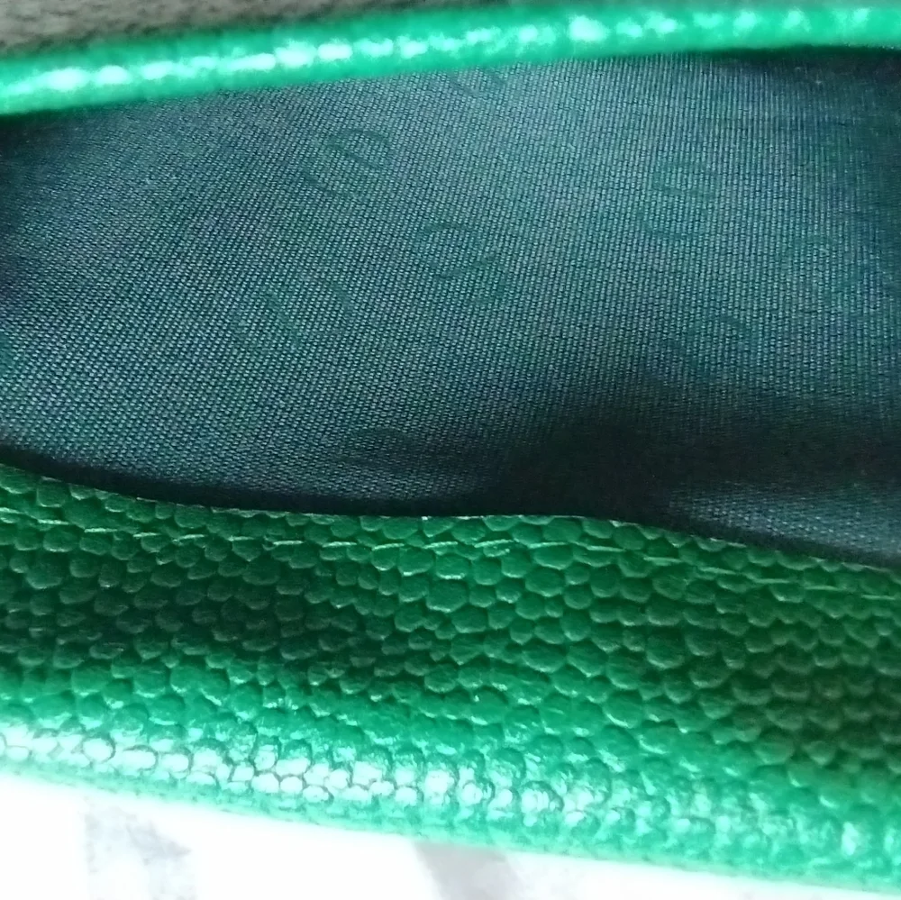 Vintage Christian Dior Green Pebbled Leather Long Wallet Authenticated NWOT